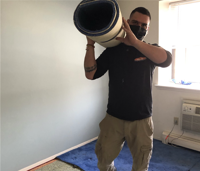 Carpet removal after a flood
